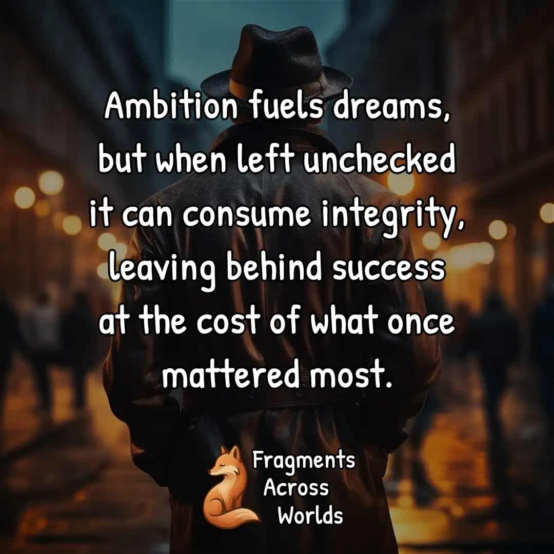 Ambition fuels dreams, but when left unchecked it can consume integrity, leaving behind success at the cost of what once mattered most.