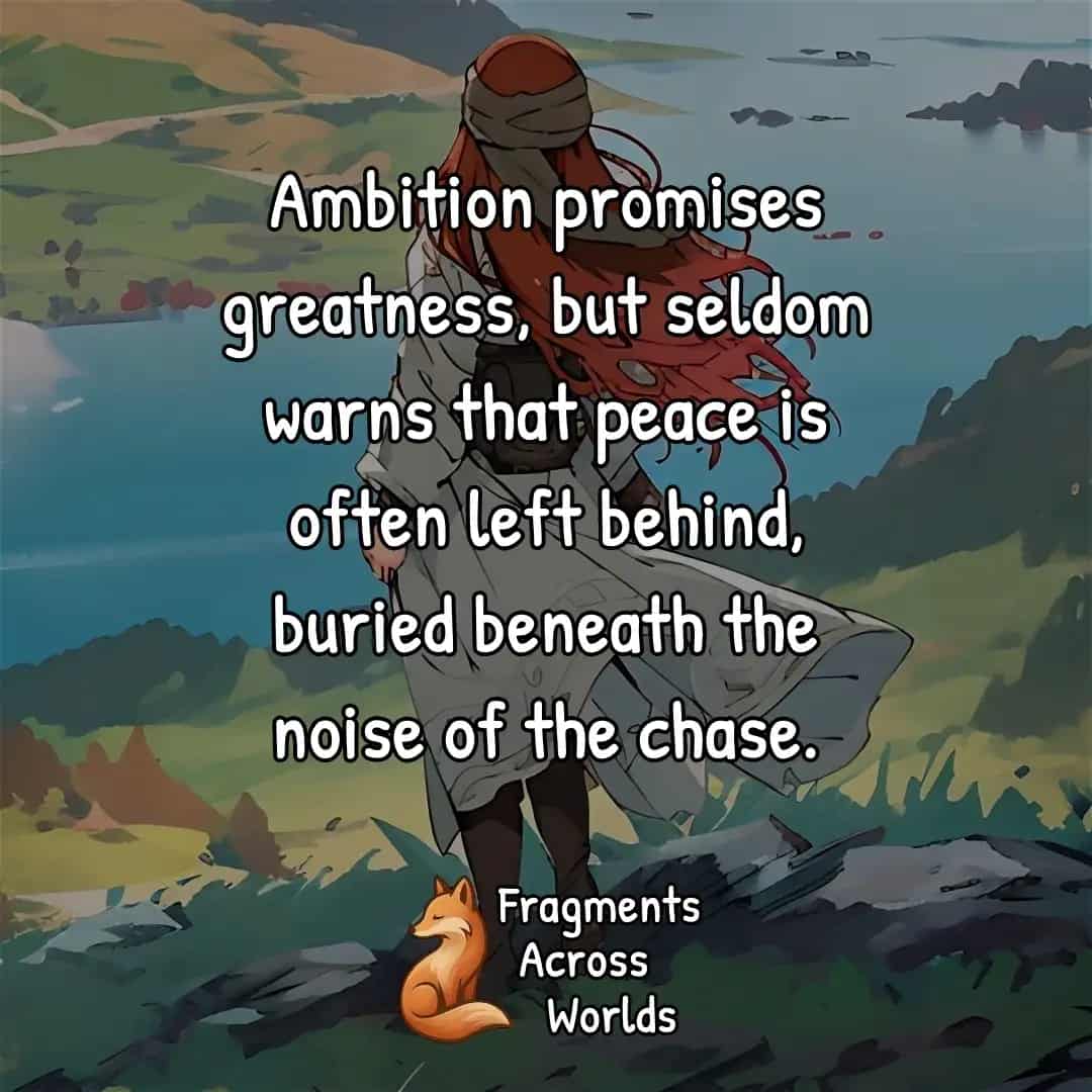 Ambition promises greatness, but seldom warns that peace is often left behind, buried beneath the noise of the chase.