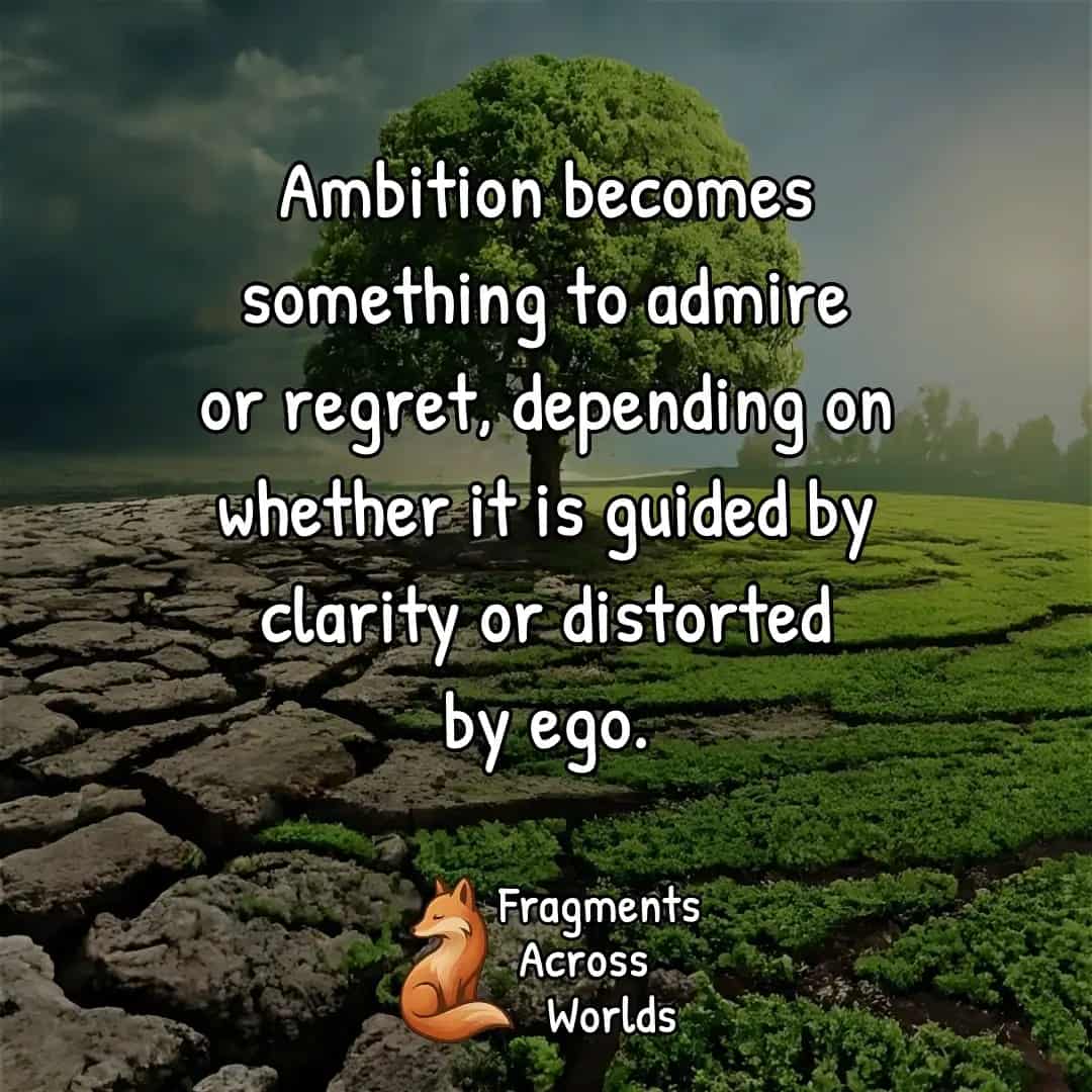 Ambition becomes something to admire or regret, depending on whether it is guided by clarity or distorted by ego.