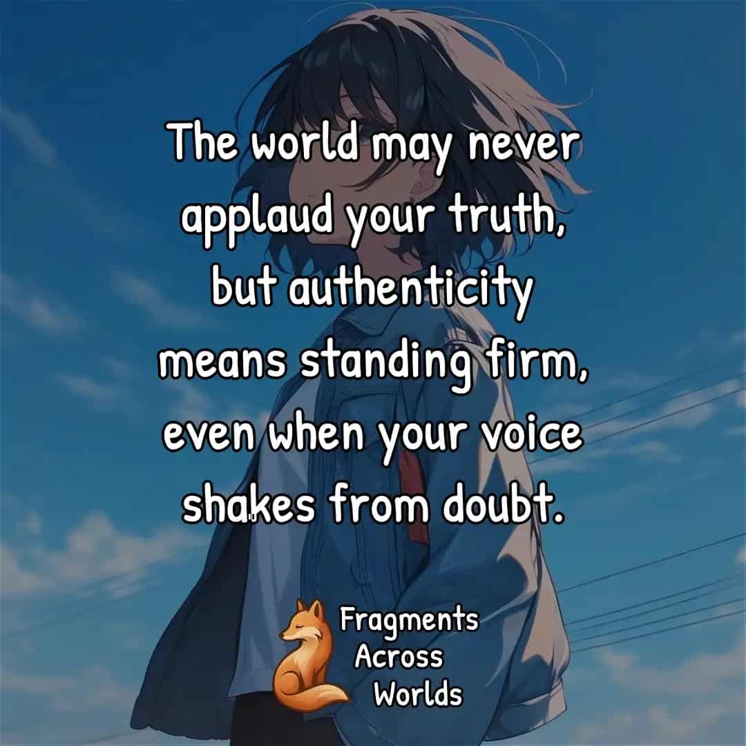 The world may never applaud your truth, but authenticity means standing firm, even when your voice shakes from doubt.